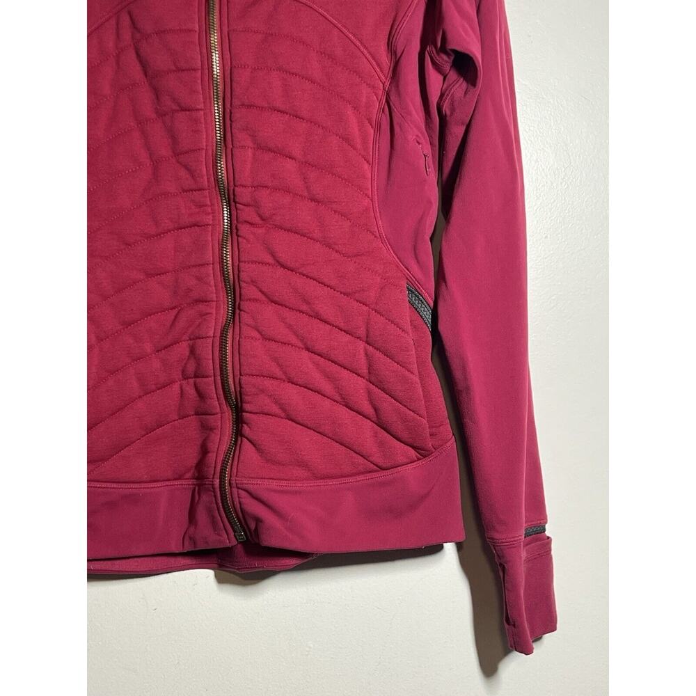 Lululemon VGUC Berry Rumble Fleece Out Full Zip Jacket Gold Zippers Size 8 - Picture 6 of 11